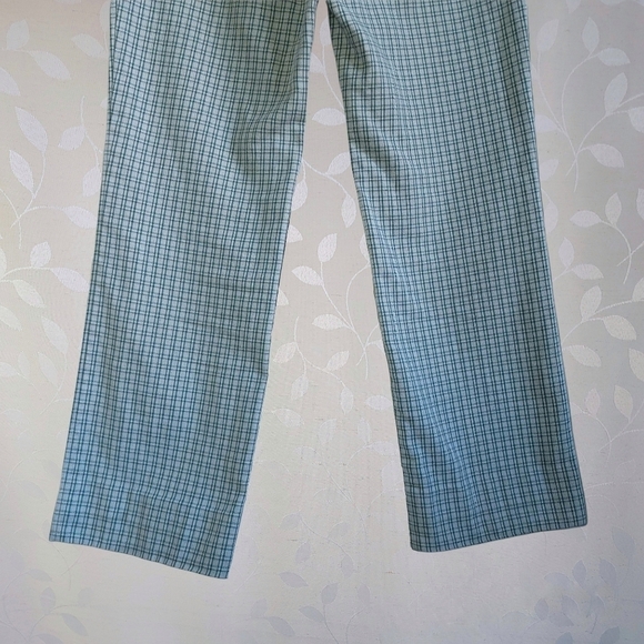 Vintage Esprit High Rise Straight Leg Preppy Academia Plaid Trouser Sage Green - Picture 12 of 16
